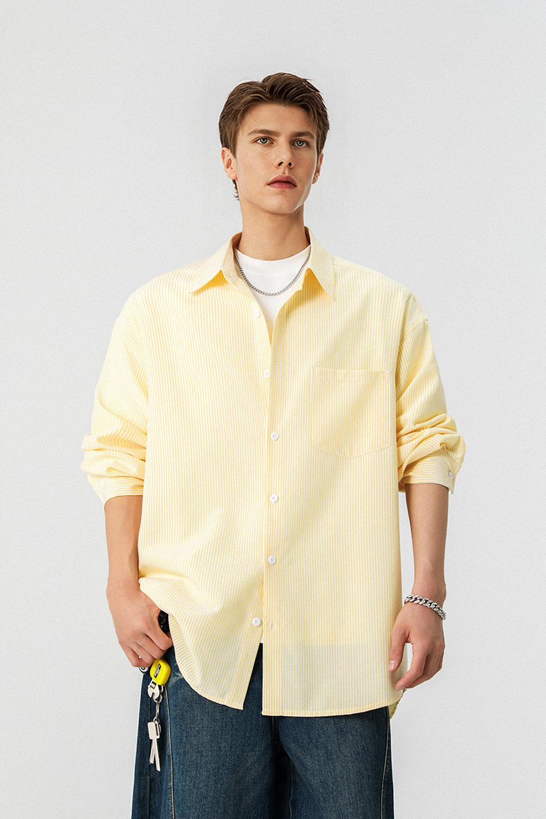 Inflation Color-Block Striped Loose Shirt