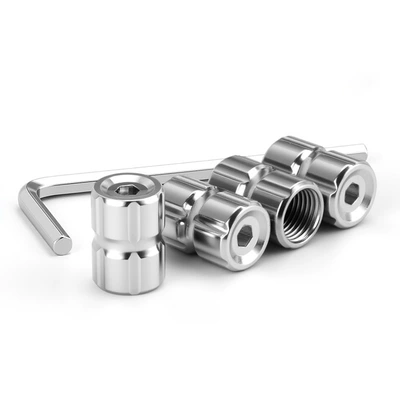 Car tire anti-theft valve valve - silver-set-of-4-with-anti-theft-tools