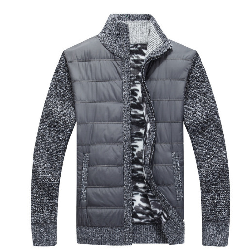 El comercio exterior de los hombres de manga larga Stand Collar de algodón más terciopelo engrosada suéter cardigan suéter de los hombres de moda personalizada caliente