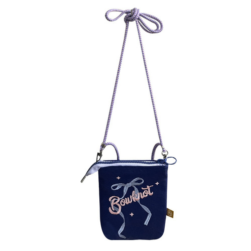 2024 New Ribbon Bow Letter Embroidery Crossbody Fresh One Shoulder Mobile Phone Bag for Women Literary