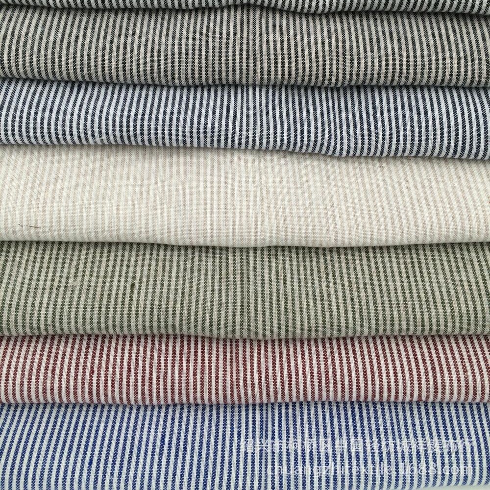 现货8色入色色织布2MM条子服装面料淘现货女装梭织细条纹先染布