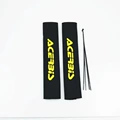 Black with yellow text velcro pair with zip ties