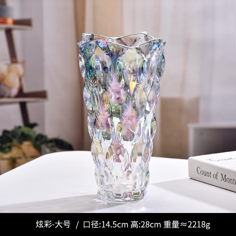 Nuevo jarrón de cristal transparente de agua de cristal cultivado Lilies Rose Decoración de escritorio de la sala de estar Decoración de alta calidad