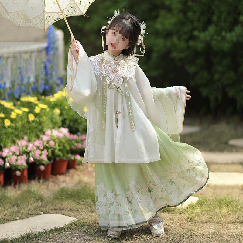 Collar, autumn children's Hanfu, set
