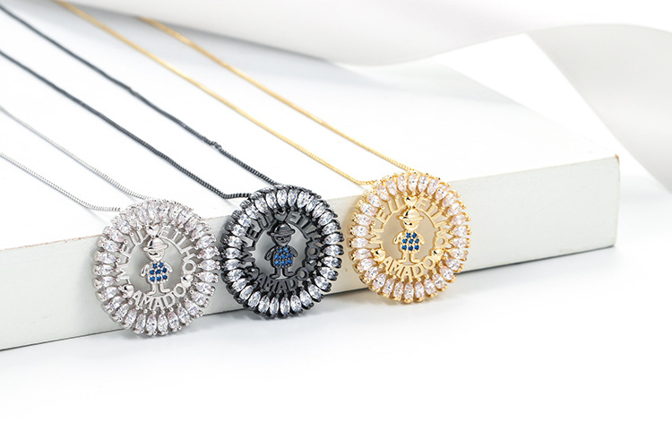 Necklace Classification Nihaojewelry Wholesale Jewelry Simple Micro-inlaid Colored Zircon Boy And Girl Pendant Necklace