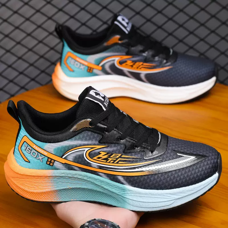 2025跑鞋运动鞋革面高帮男女同款减震软底碳板体育跑步鞋透气减震