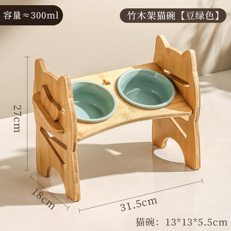 조정 가능한 고양이 그릇-가벼운 라이트 그린