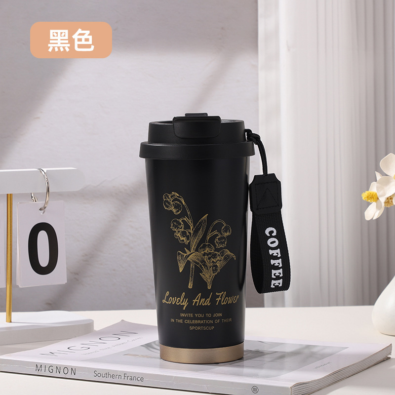 スズランの花ステンレス鋼魔法瓶カップ高価値真空コーヒーカップ屋外ポータブルギフトカスタムウォーターカップ|undefined
