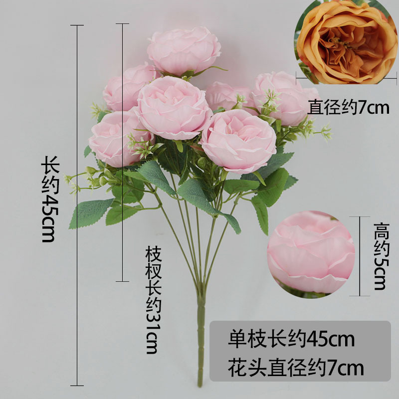 Flor artificial 7 cabeza Austin Rosa peonía flor boda apoyos Rosa artesanía flor falsa al por mayor