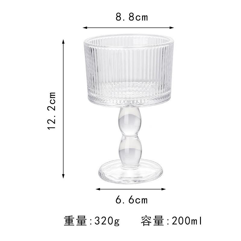 法式复古ins风高脚玻璃杯甜品布丁酸奶杯水果小吃创意冰淇淋杯碗|undefined
