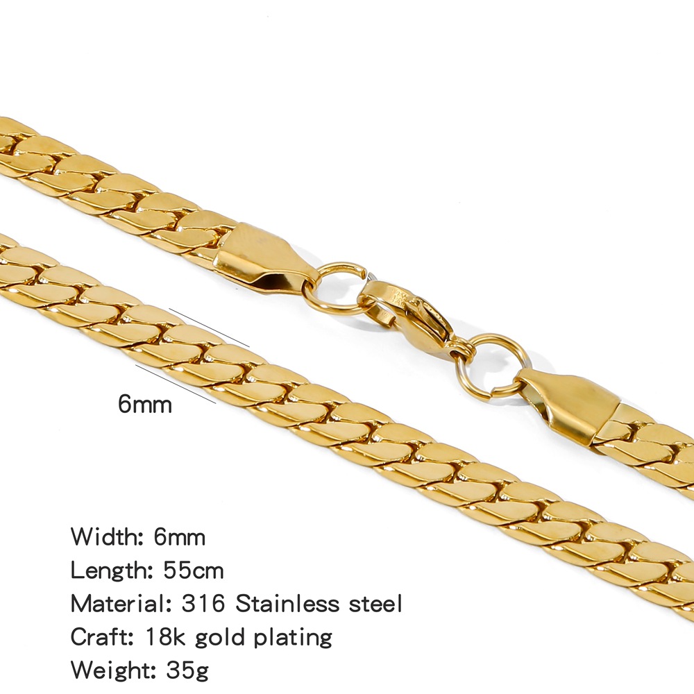 18K Real Gold Plated Plating Material Simple Style Geometric 316 Stainless Steel Plating Unisex Necklace Men Chain Necklaces