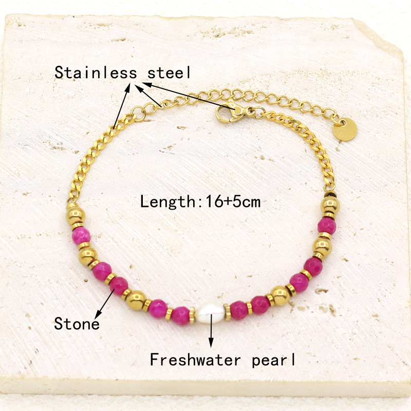Women's Gender Sweet Flower 304 Stainless Steel Artificial Pearl Bracelets In Bulk