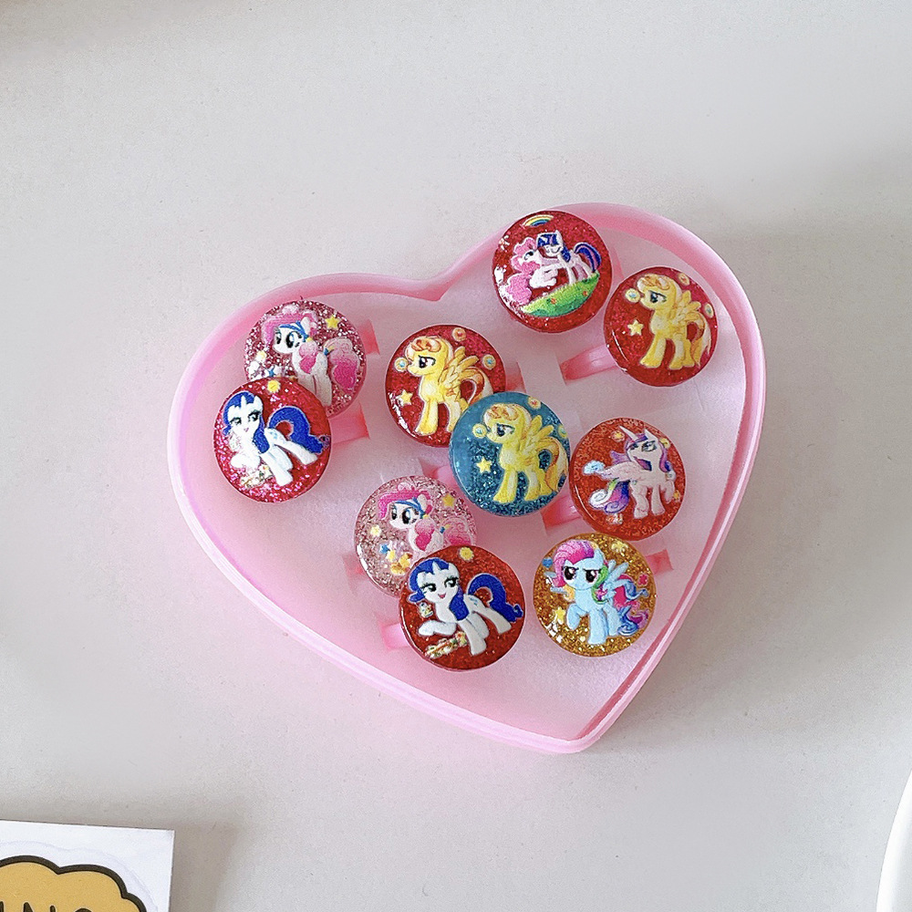 Nuevo anillo para niños sirena anillo para niños una caja de anillos de joyas para niñas juego de juguetes para niñas