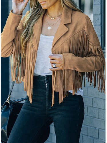 Casual lapel tassel short-sleeved jacket