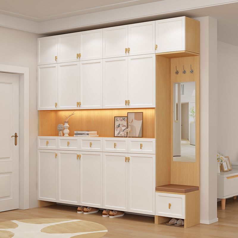 Solid Wood Shoe Cabinet, Entrance Cabinet, Home Living Room Door, Simple Large-Capacity Integrated Partition, Wall Storage