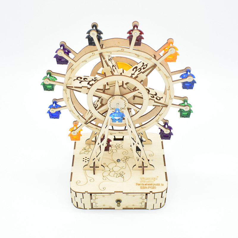 摩天轮木制拼装桌面摆件3d立体拼图装饰品积木模型P020