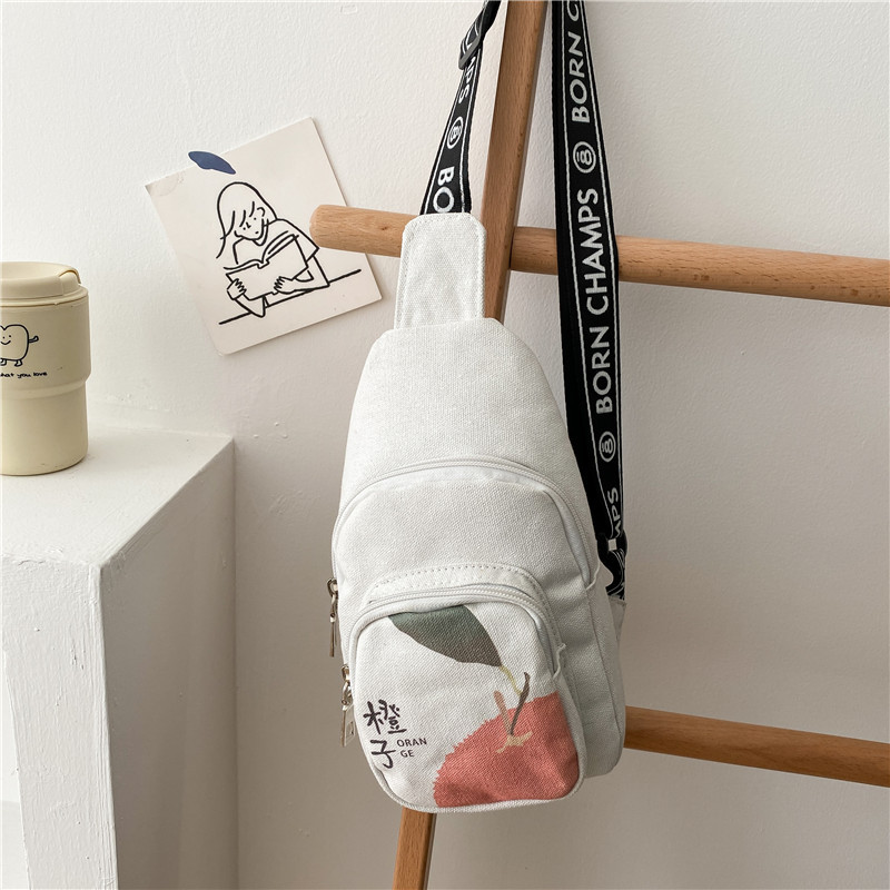 帆布胸包女ins潮春夏季少女包包2021新款潮休闲设计感单肩斜挎包