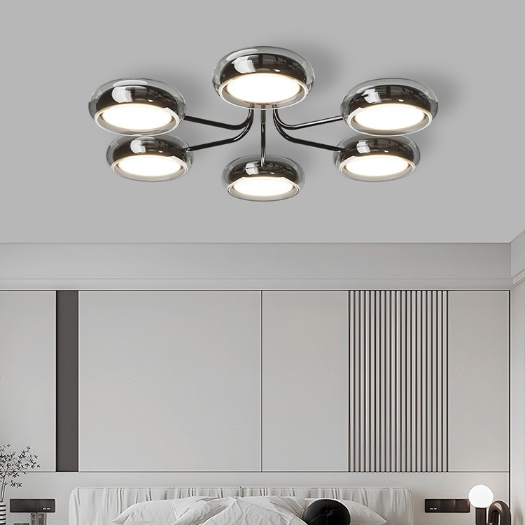 Italia minimalista lámpara de sala de estar lujoso creativo de vidrio gris moderno minimalista de alta calidad habitación dormitorio lámpara de techo