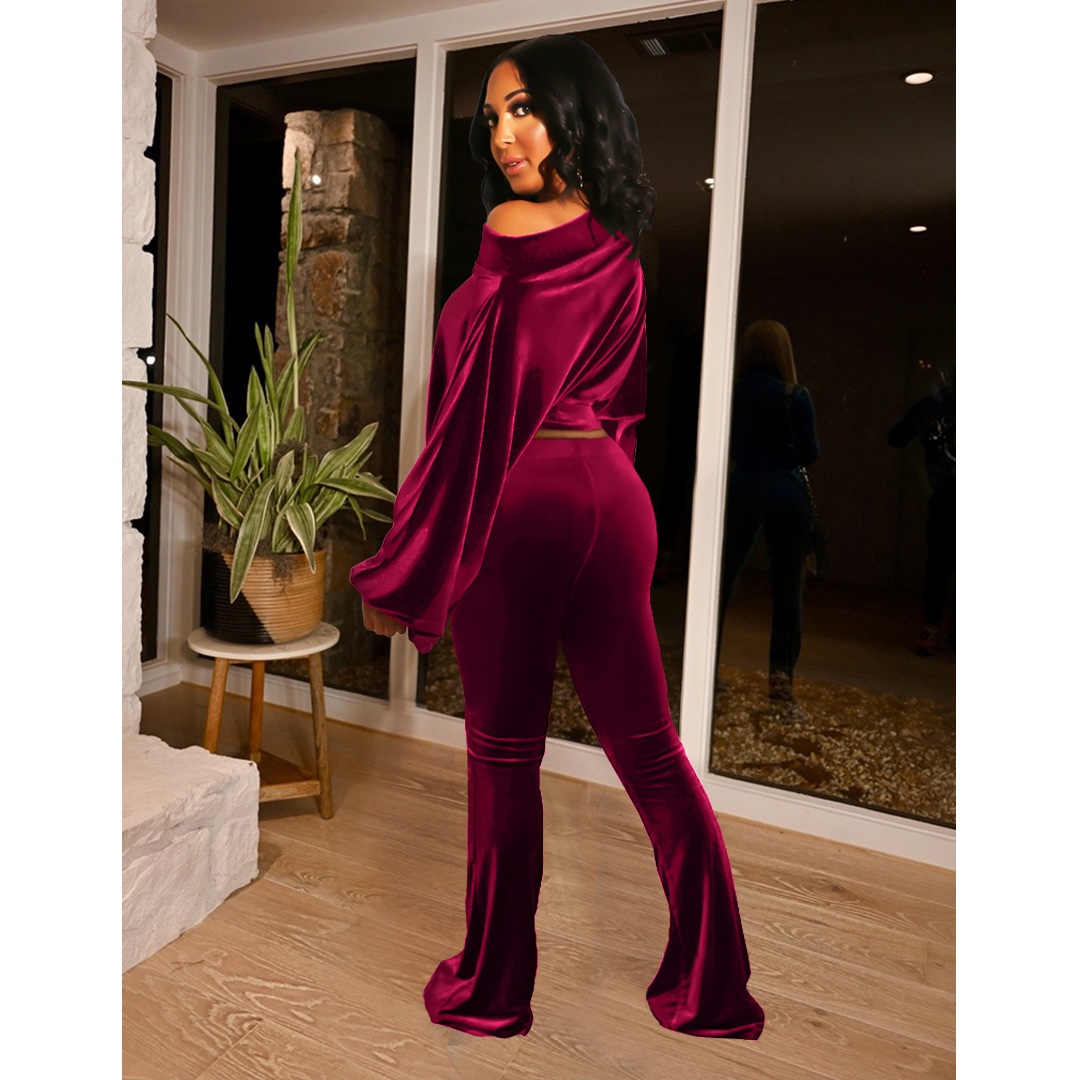 Completo pantalone donna per discoteca monospalla maniche a lanterna_voghion.com