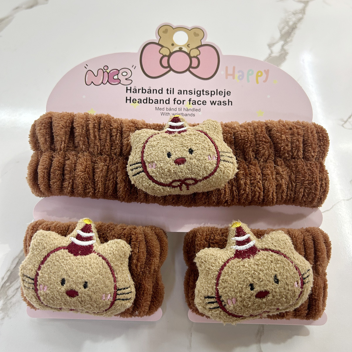 Banda de cabello de moda con tarjeta de papel dulce decoración de animales pequeños de peluche de lavado banda de cabello de dibujos animados correa de muñeca tridimensional