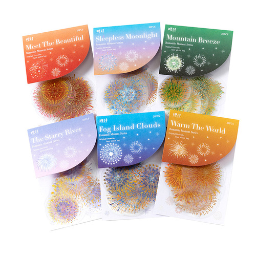 Sugar Poetry PET Sticker Pack Romantic Moment Series INS Bronzing Fireworks Handbook DIY Decorative Stickers 30 Pieces 6 Styles