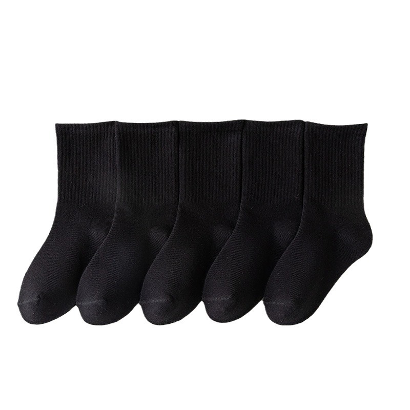 Black cotton children's autumn knee socks for boys for students, mid-length 5