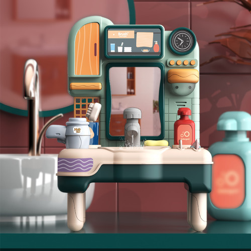 Children's washbasin simulation makeup vanity washstand set electric water play house boy and girl baby toys