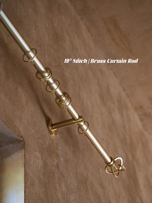 19 °   Threaded Design | Brass-Colored Curtain Rod, Vintage Gold Roman Rod, Custom-Made 19mm Ultra-Thin Rod with Silent Operation