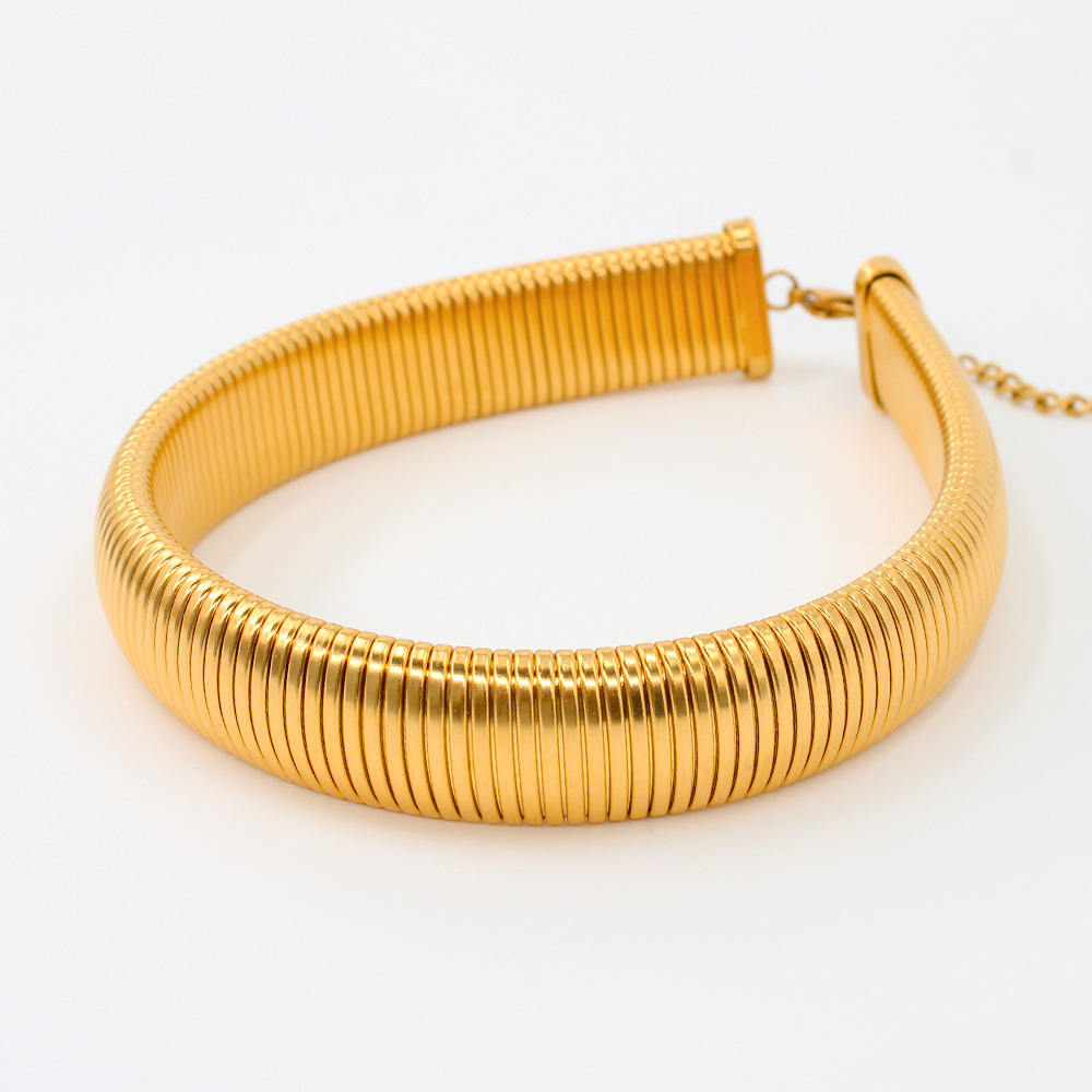 Choker Classification 304 Stainless Steel Chain Material 304 Stainless Steel 18K Gold Plated Lady Solid Color Choker
