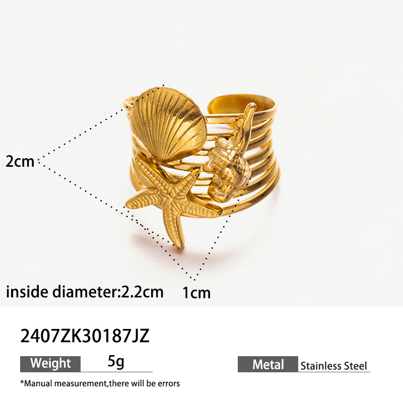 Anillo de acero inoxidable europeo y americano de diseño de nicho femenino conchas anillo de moda para mujeres joyerías