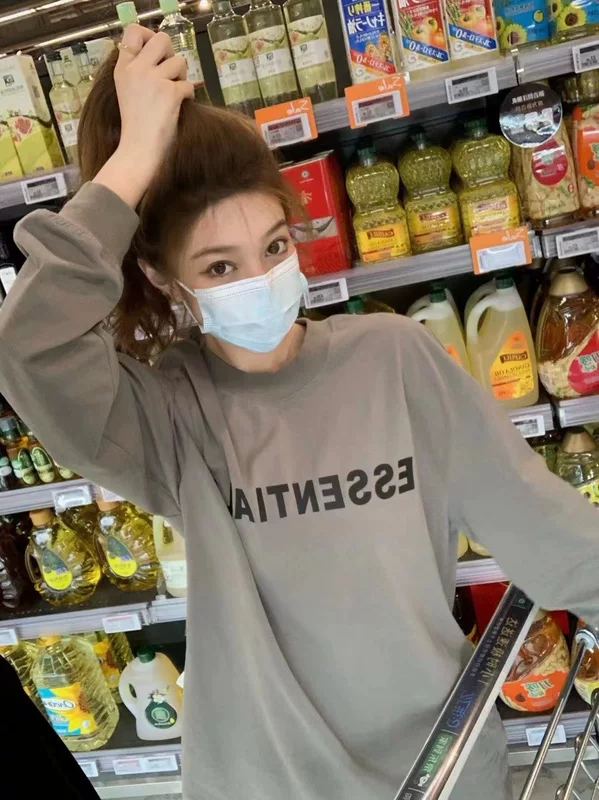 [FEAR OF GOD FG新款ESSENTIALS复线前面字母潮牌高街长袖T恤男式]