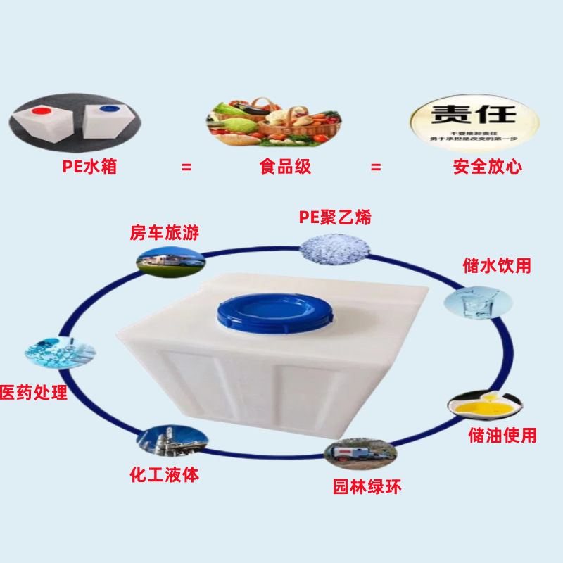 Food grade vertical flat water tank truck flat water tank ultra-narrow bucket small size flip cover rectangular low flat storage bucket
