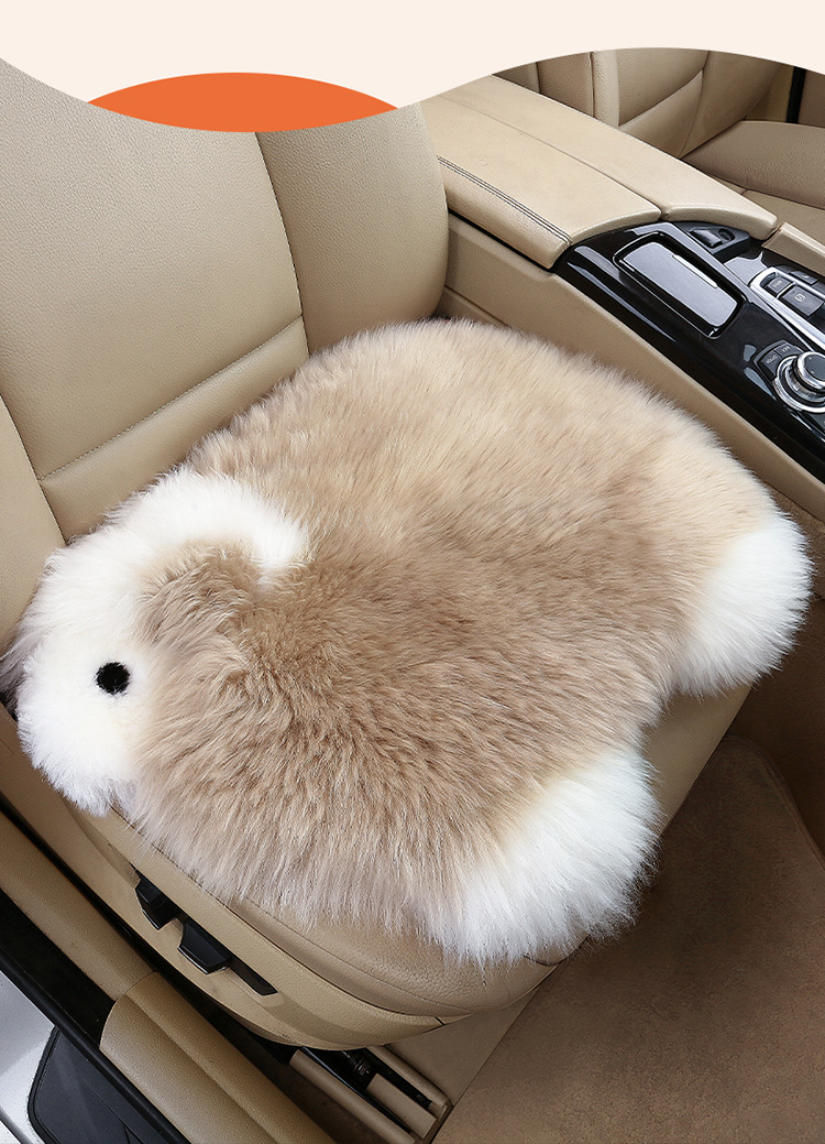 New car plush cushion winter plush backless pure wool warm single seat thick cute seat cushion