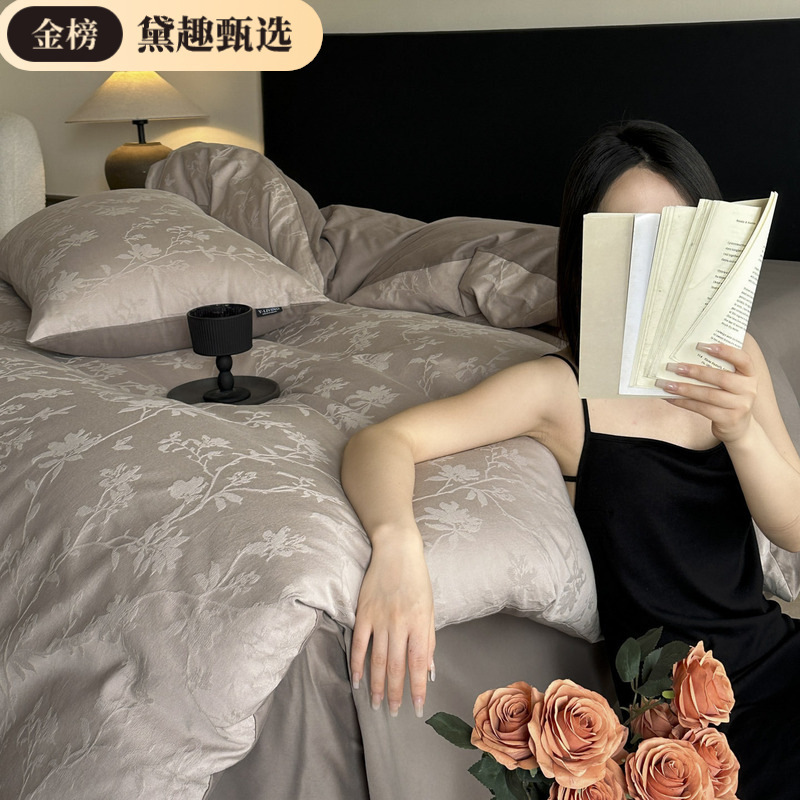 源头厂家2025款纯棉厚织全棉大提花单人三件套床单床笠家用四件套|undefined
