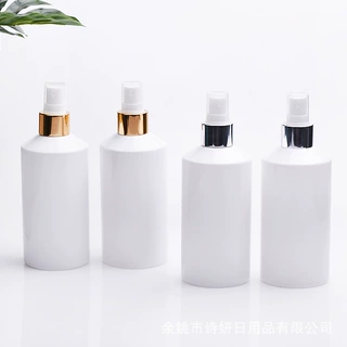 300ml斜肩白色瓶亮金亮银电化铝喷头补水保湿瓶分装瓶日用瓶PET瓶