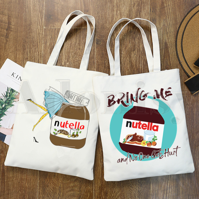 跨境Cute Bread and Nutella印花帆布包原宿单肩包时尚手提购物袋