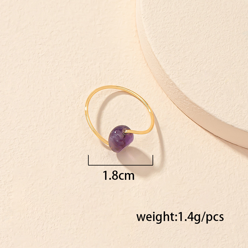 Beads Ring Female Niche Simple Retro Stone Ring Couple Ring display picture 1