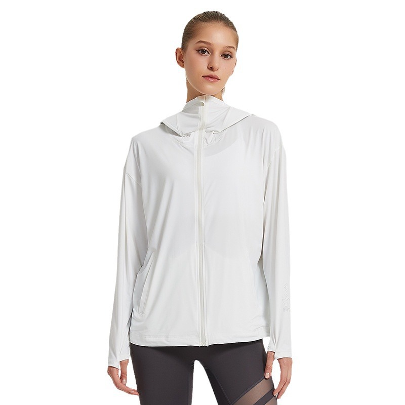 Sports silk sun protection clothing, thin hoody, breathable quick dry sports suit, jacket, UV protection 5