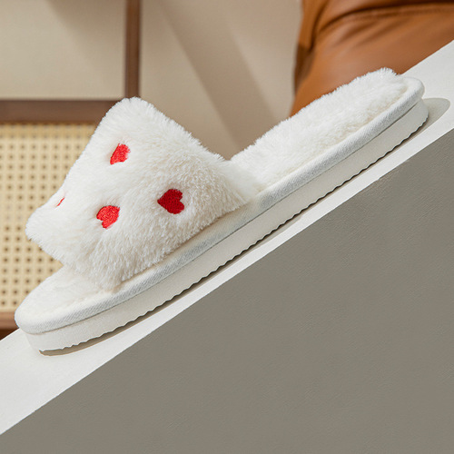 Autumn/Winter Cotton Slippers, Summer Linen Cotton Slippers for Women, Home/Indoor Non-Slip Couple Slippers, Ladies' Small Heart Slippers