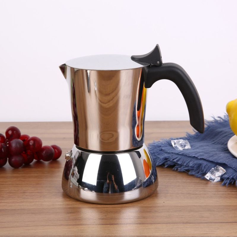 New Stainless Steel 304 Moka Pot Italian Extract Black Espresso Pot Hand Pot Bottom Thickened Coffee Machine New Stainless Steel 304 Moka Pot Italian Extract Black Espresso Pot Hand Pot Bottom Thickened Coffee Machine