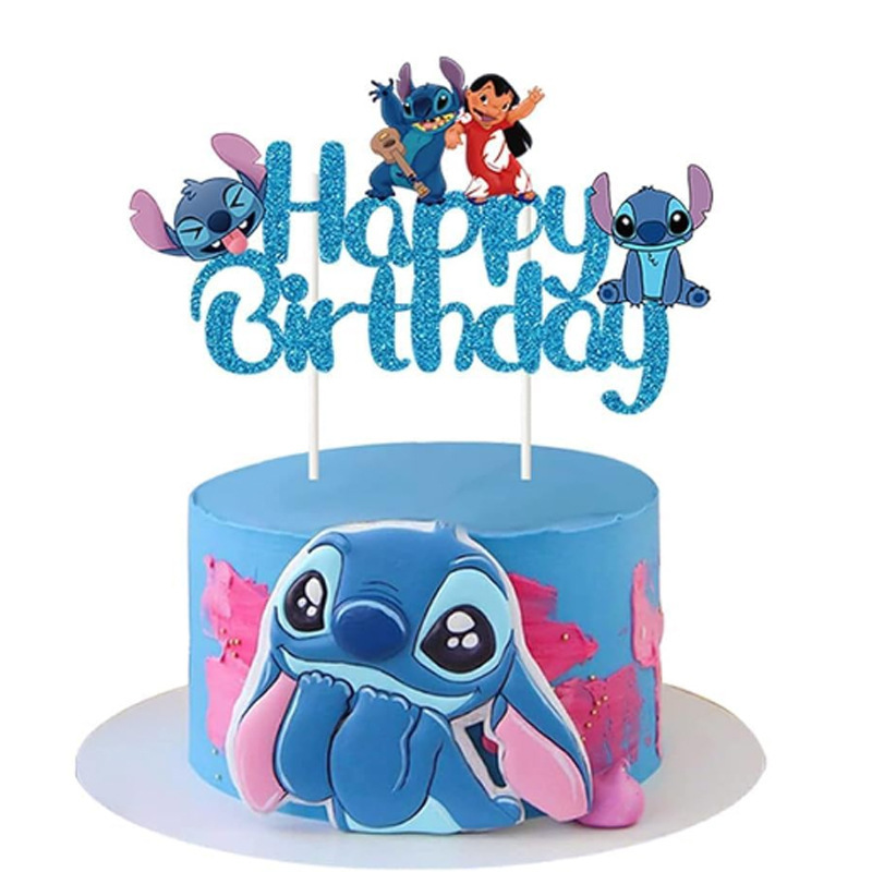现货史迪奇蛋糕插卡索尼克闪粉HAPPY BIRTHDAY星际宝贝生日插旗插|undefined