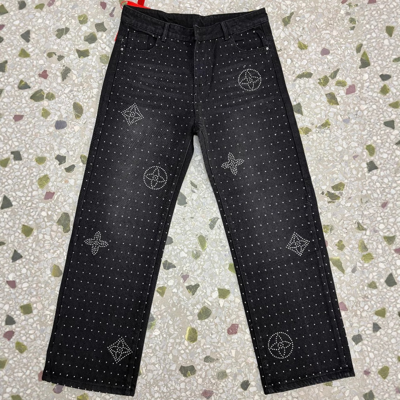 Men's Jeans  High-Quality American Trendy Rhinestone Denim|undefined