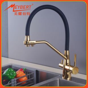 Cross-border all-copper three-in-one faucet kitchen hot and cold universal rotating dish basin sink direct drinking faucet