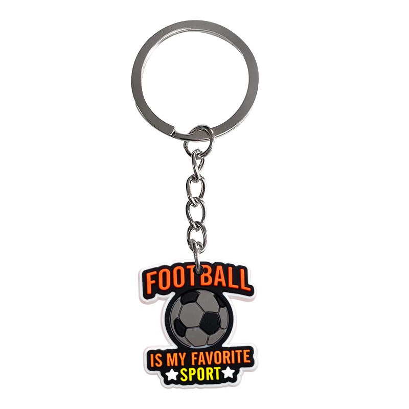Keychain de fútbol DIY mochila colgante accesorios de llaver bolsas de PVC accesorios de bolsas de goma blanda temu