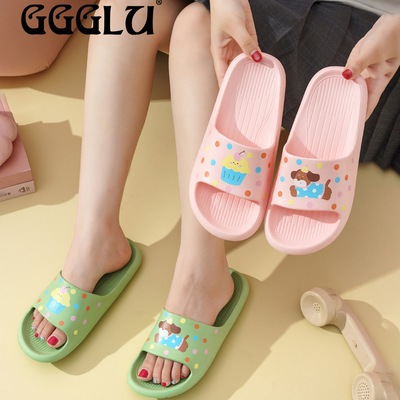 Sunshine Road New Product Women's Cartoon Cute Slippers for Home and Outdoor Use, Soft-Soled, Non-Slip, Silent One-Strap Slippers for Summer Men
