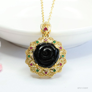 Yuyu Natural Amber Pendant Blood Pepper Sunflower Necklace Jewelry Factory Wholesale HP3122809