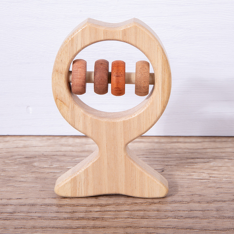 Bebé de madera sonajero juguete bebé de un mes de edad bebé calmante pequeño sonajero molar mordedura agarre regalo de entrenamiento