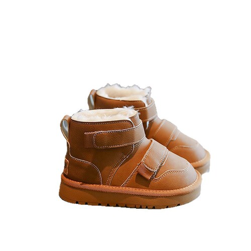 Boys' and Girls' Children's Snow Boots Autumn and Winter New Plush Large Kids Warm and Thick Winter Shoes with Thick Cotton