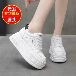 Popular Lace-Up Platform White Shoes for Small People, Thick Soles, Inner Heightening Casual Sneakers for Women, 2025 Spring New Shoes