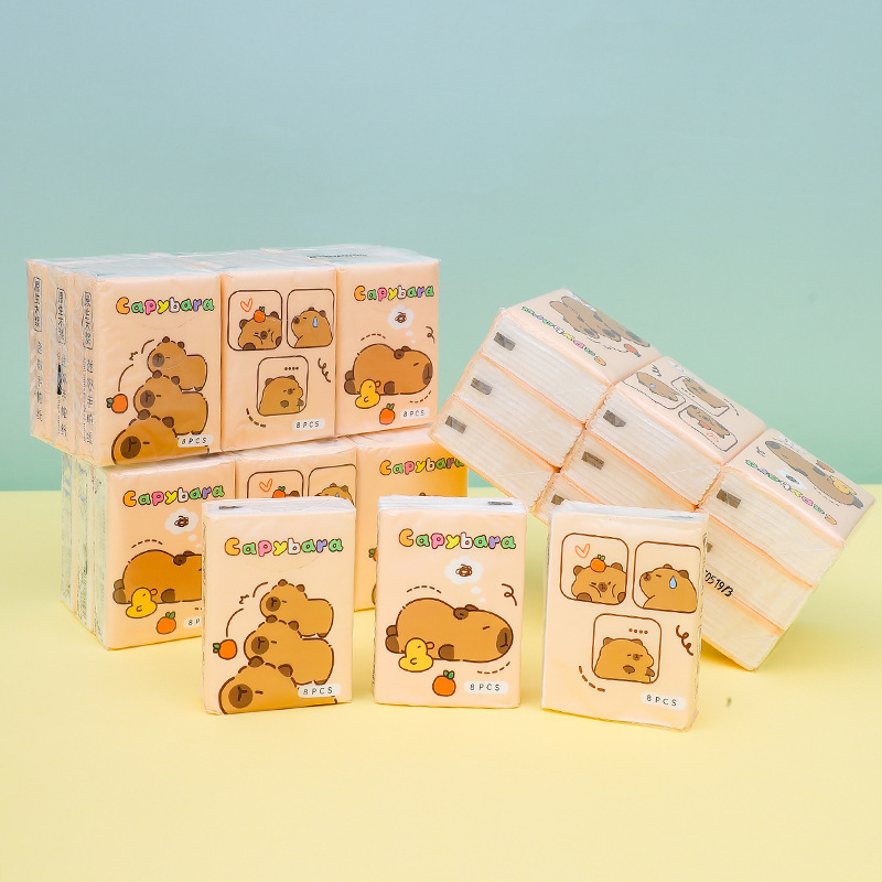 カピバラハンカチペーパー漫画風携帯用小型ティッシュハンカチペーパー学生専用ポケットティッシュ|undefined